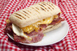 Photo: Panini with egg and bacon. Panini with egg and bacon.
