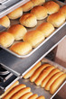 Fresh baked bread in tray rack