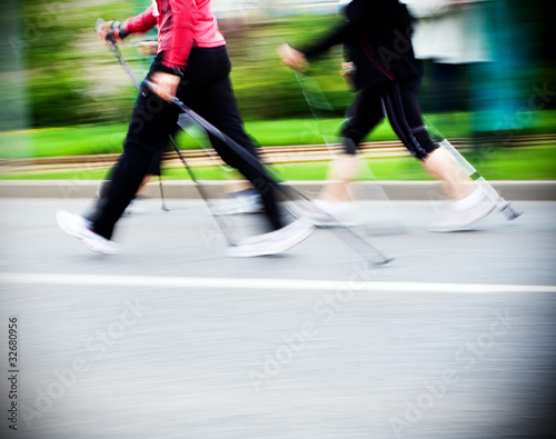 Photo: Nordic walking race, motion blur Nordic walking race, motion blur