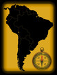 Map of South America on the old background