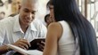 man and woman dining out in restaurant