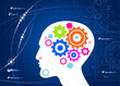 Human head silhouette on abstract background
