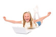����: Happy and smiling little girl with laptop � draw05 #32691522