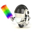 funny 3d robot in the maid uniform