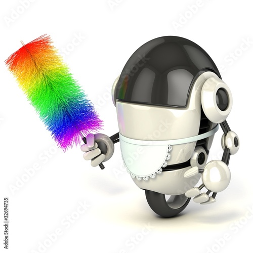 Illustration: funny 3d robot in the maid uniform funny 3d robot in the maid uniform