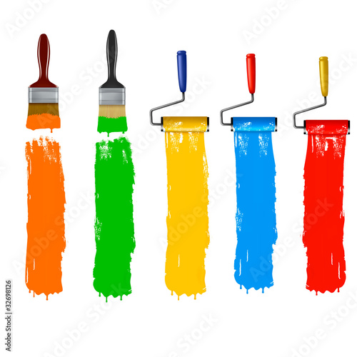 Vector: Paint rollers and paint banners. Vector Paint rollers and paint banners. Vector