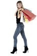 sexy blond woman with shopping bags
