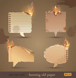 Vector set: Burning Old Paper. Vector Illustration
