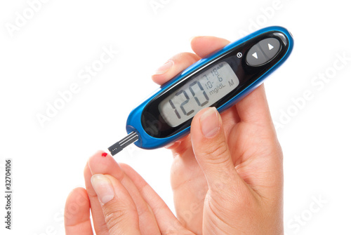 Photo: Diabetes measuring glucose level blood test Diabetes measuring glucose level blood test