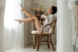 woman is drinking tea in the morning