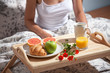 Healthy breakfast in bed