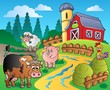 Country scene with red barn 1 Country scene with red barn 1