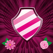 Security shield, decorated with flowers and wings