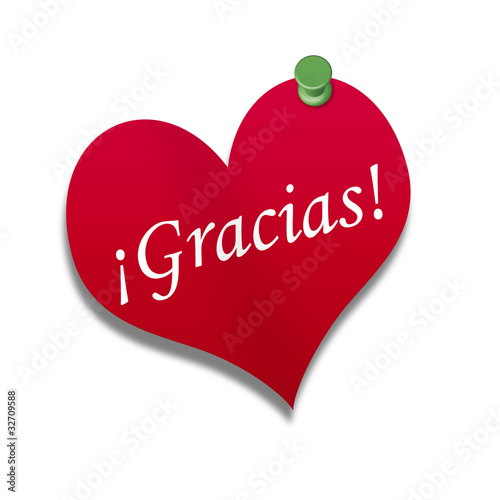 Illustration: Corazón de papel texto: ¡Gracias! Corazón de papel texto: ¡Gracias!