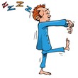Cartoon sleepwalker with hands held in front Cartoon sleepwalker with hands held in front