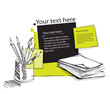 page layout with pencils, office stationery, artistic style