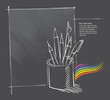 pen and pencils, freehand drawing, artistic vector background