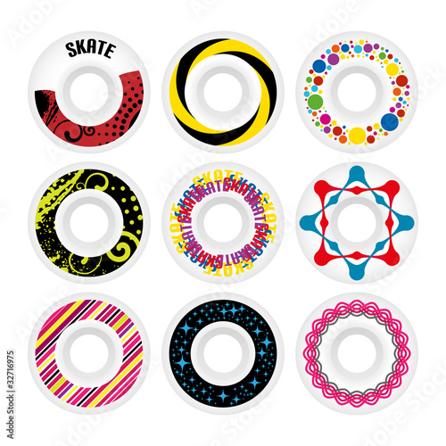 Vector: Design skate wheels. Vector illustration. Design skate wheels. Vector illustration.