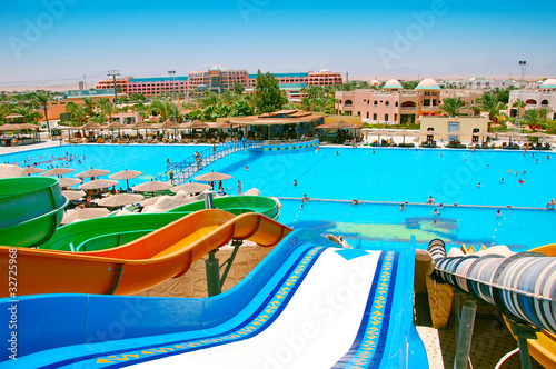 Photo: Colorful aquapark sliders Colorful aquapark sliders