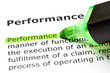 'Performance' highlighted in green