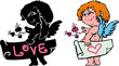 Angel with a sheet of paper. option in the color and silhouette