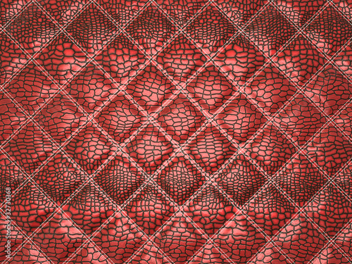 Illustration: Red Alligator skin with stitched rectangles Red Alligator skin with stitched rectangles