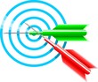Illustration: Illustration of blue dart target aim and arrow Illustration of blue dart target aim and arrow