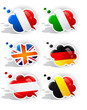 Speech bubbles with symbols national flags