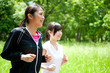 beautiful asian women jogging in the park