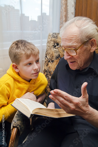 Photo: Grandfather Reading To His Grandson Grandfather Reading To His Grandson