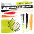 Artistic painterly grunge structures & elements (set, vector)