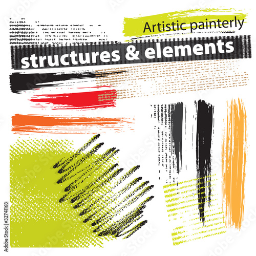 Vector: Artistic painterly grunge structures & elements (set, vector) Artistic painterly grunge structures & elements (set, vector)