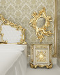 Baroque furniture with vegetable decor in the form of smooth cur