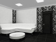 White sofa in stylish interior with decor