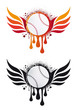baseball with fire wings, vector