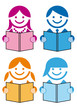 people with books, vector