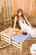 Redhead hippie young woman have organic breakfast Redhead hippie young woman have organic breakfast