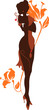 Silhouette of woman with a cup of coffee