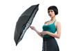sad beautiful girl with umbrella