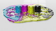 Paint CMYK splashing on white floor Paint CMYK splashing on white floor