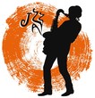 Saxophonist on a grunge background