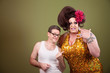 Drag queen and male friend