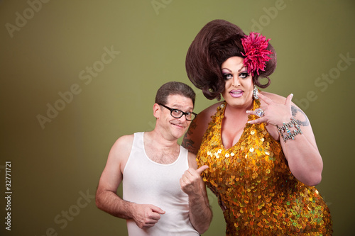 Photo: Drag queen and male friend Drag queen and male friend