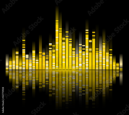 Vector: yellow digital sound equalize isolated on black background yellow digital sound equalize isolated on black background