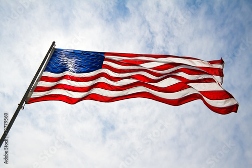 Photo: American Flag with Blue Skies American Flag with Blue Skies