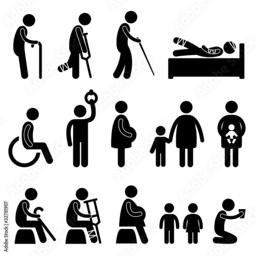 Vector: People in Need of Priority Old Pregnant Disable Baby People in Need of Priority Old Pregnant Disable Baby