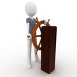 3d man sailor at the wheel