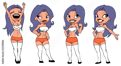 Illustration: Cartoon girl - soccer fan. Cartoon girl - soccer fan.