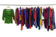 fashion clothing on hangers at the show