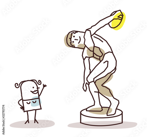 Vector: woman watching the discus thrower woman watching the discus thrower